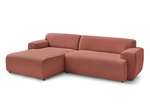Canapé d'angle gauche fixe BOBOCHIC MARAIS 4 places Tissu Rose