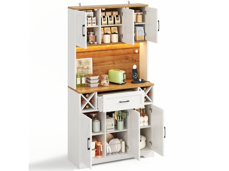  Buffet haut led 180x105x40 cm – armoire de rangement, cave à vin et vitrine pour salon et salle à manger  - Conforama E