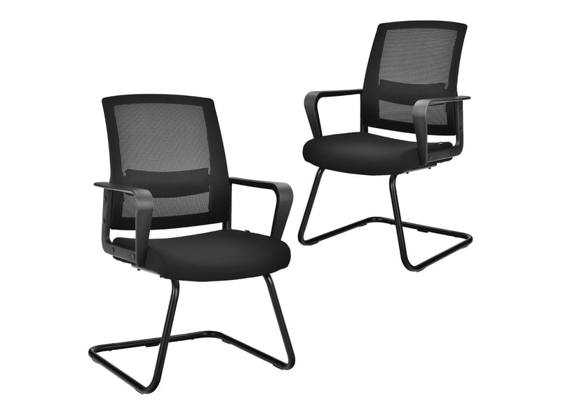  Lot de 2 chaises ergonomiques à dossier moyen 60 x 54,5 x 94 cm confort optimal design moderne en plastique noir 20_0012416  - Conforama A