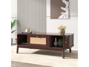 Table basse rectangulaire coloris naturel <strong>MERAX</strong> <strong>table basse naturel</strong> - 55 cmx110 cm