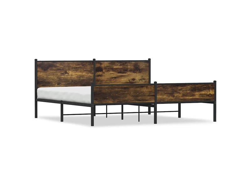 Lit double- lit adulte - cadre de lit en métal sans matelas chêne fumé 200x200 cm - Conforama A