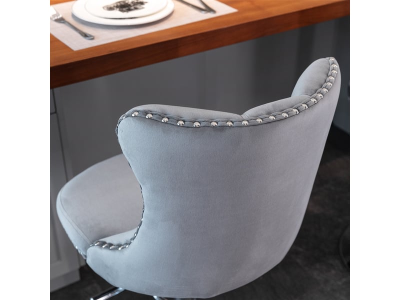  Lot de 2 tabourets de bar pivotants en velours gris hauteur réglable W3223P403709 - Conforama E