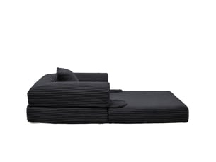 Fauteuil convertible MEUBLIV  Velours côtelé noir vendu A l'unité