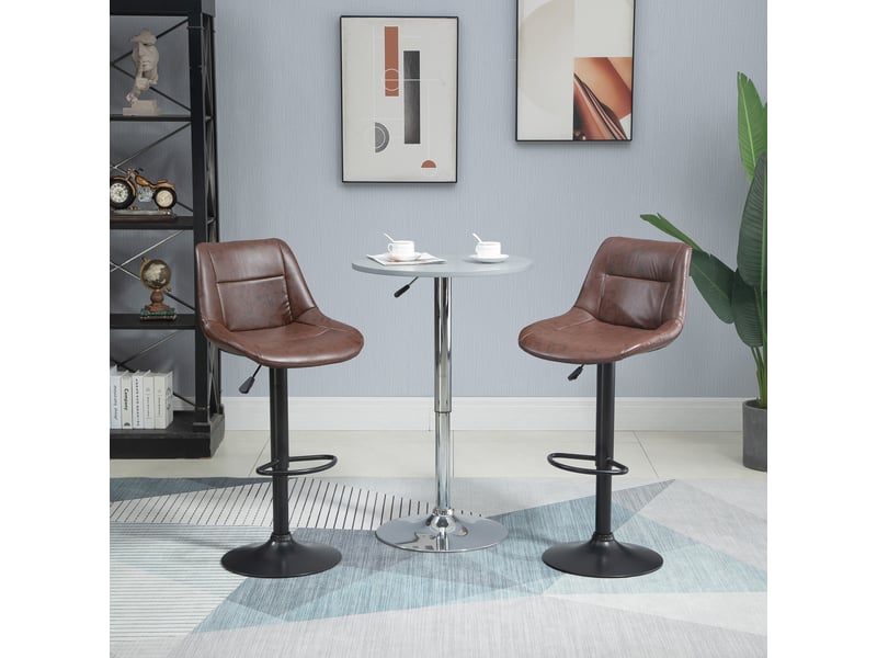  Ensemble de 2 tabourets de bar, réglables en hauteur, avec repose-pieds, 46,5 cm x 50 cm x 108 cm, noir et marron  - Conforama D