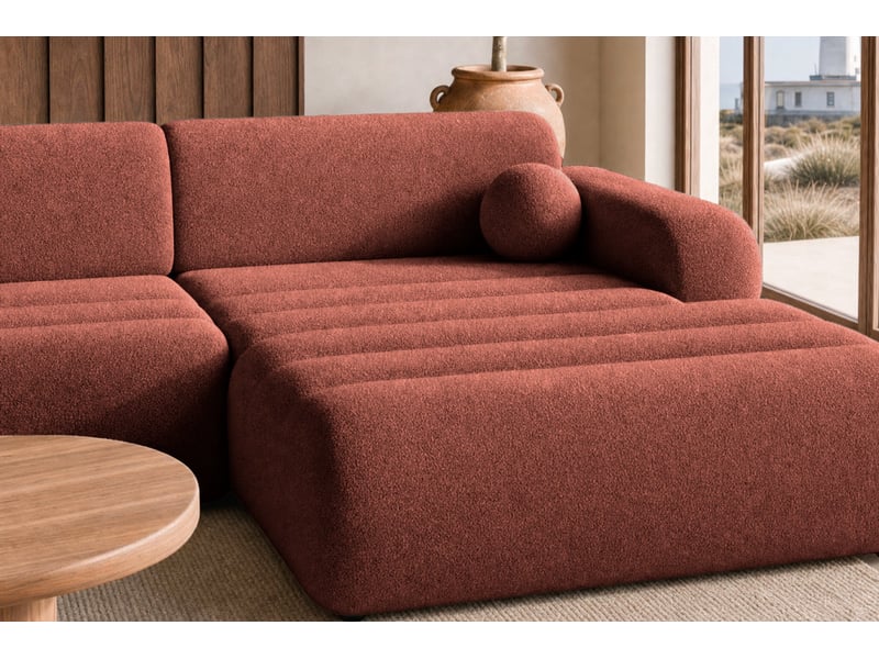 Bordilla - canapé d'angle convertible tissu chenille 4 places terracotta gauche - Conforama E