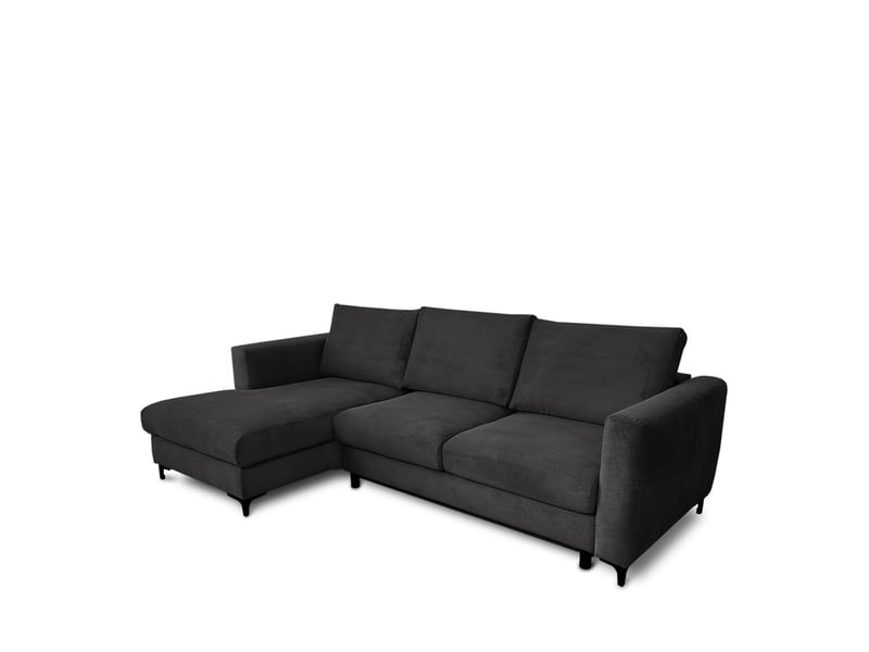 Canapé d'angle droit convertible - 4 places - velours côtelé - fiesole - noir 3CA52.CA.4AC.G.19 - Conforama E