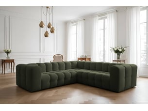 Canapé d'angle réversible fixe <strong>LOUNGITUDE</strong> <strong>MILOE</strong> 4 places Velours Vert