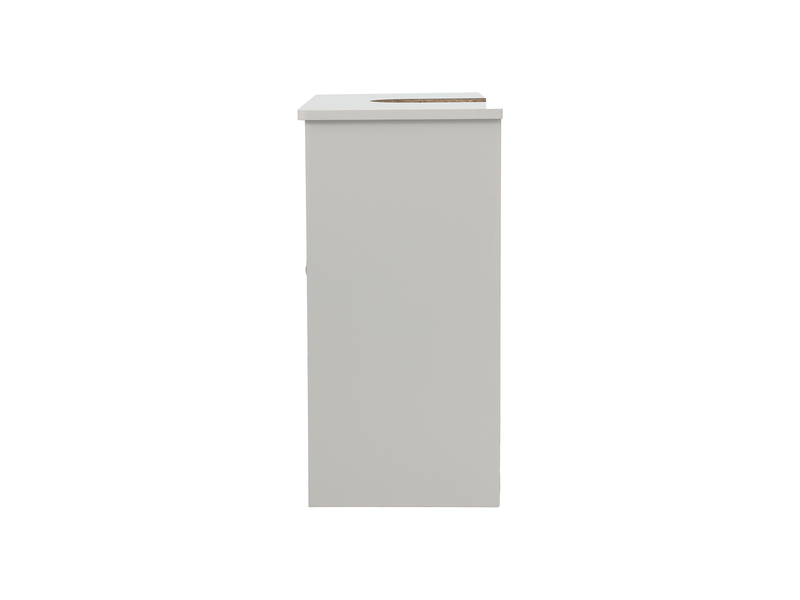 Meuble sous vasque blanc sans lavabo avec portes doubles et façade à lamelles - Conforama D