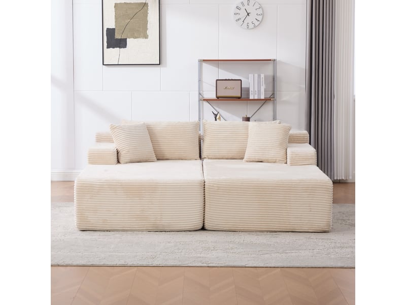  Canapé modulaire en tissu - tissu chenille doux - rembourrage mousse haute élasticité 30d - fond antidérapant Ivoire - Conforama B