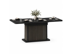 Table à manger extensible 120-160 x 80 cm – noir mat – rangement dissimulé et plateau central modulable