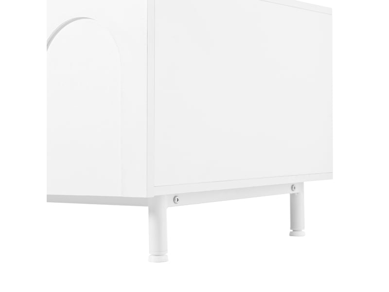  Meuble tv avec 4 portes et 2 tiroirs, table basse assortie 2 portes et 2 tiroirs, en mdf blanc pour salon moderne  - Conforama E