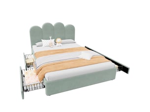 Lit avec rangement 140x200 cm OKWISH coloris vert