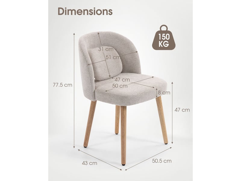  Lot de chaises 2 chaises chaise repas coussin inclus structure en bois revêtement rembourré  - Conforama C