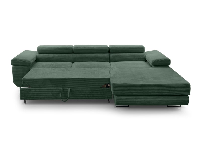 Canapé d’angle en velours côtelé arborio 280 cm vert foncé d Arborio - Conforama C