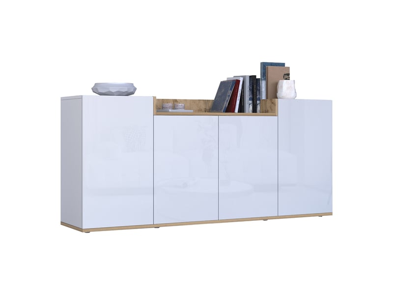  Buffet swink, 6 étagères, 160x35x70h cm blanc brillant Swink - Conforama A