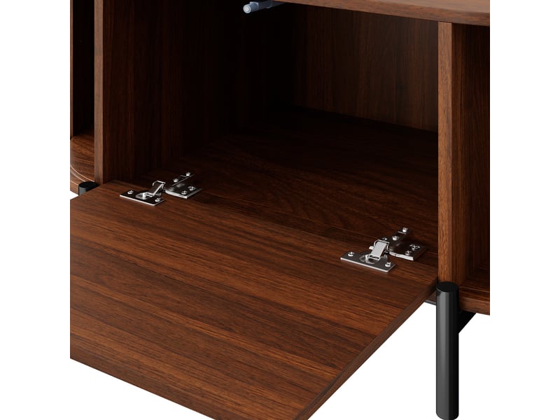  Table basse ovale avec portes coulissantes et rangement pour salon en mdf 100×50×40 cm noyer  - Conforama D