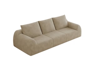 Canapé droit 3 places compressé en mousse haute élasticité sans outils, en chenille kaki, 257 × 95 × 85 cm