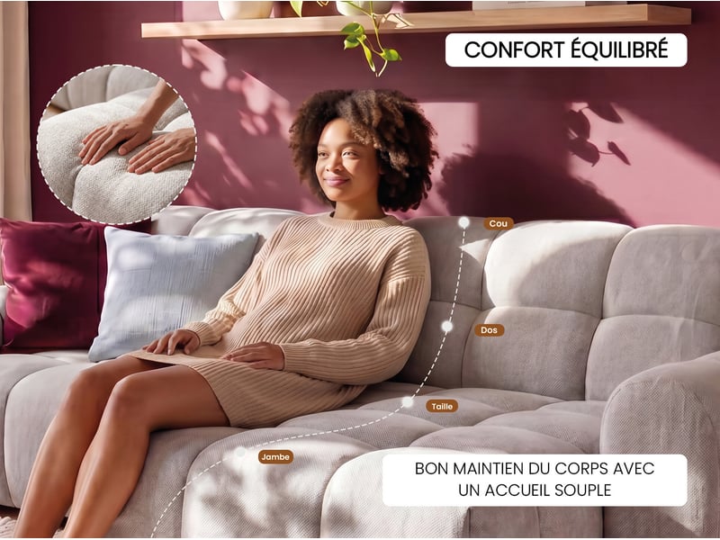 Canapé d'angle gris relax électrique 4 p NUAGE - Conforama I