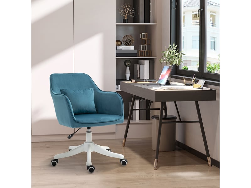  Fauteuil de bureau, chaise bureau, polyester, 55x70x86cm, bleu  - Conforama C
