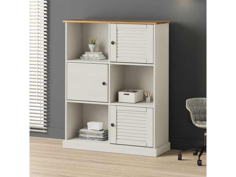  Bibliothèque, meuble de rangement salon vigo blanc 90x35x114,5 cm bois massif de pin  - Conforama B