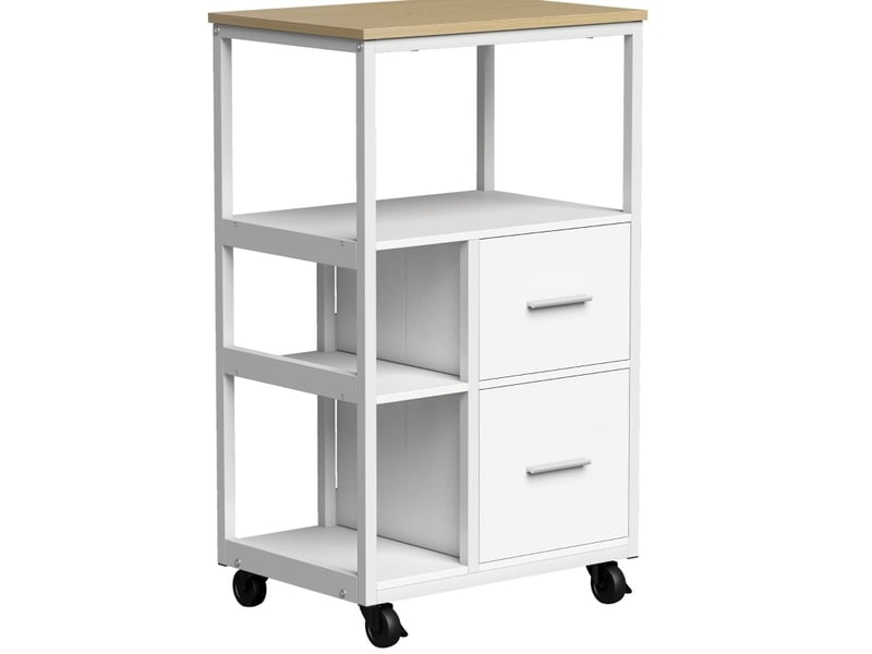 Desserte de cuisine à roulettes 2 tiroirs 53 x 37 x 89 cm homvra - Conforama A