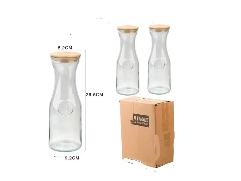  Carafe set de 2 carafes en verre 1 litre, carafe à eau avec couvercle  - Conforama B
