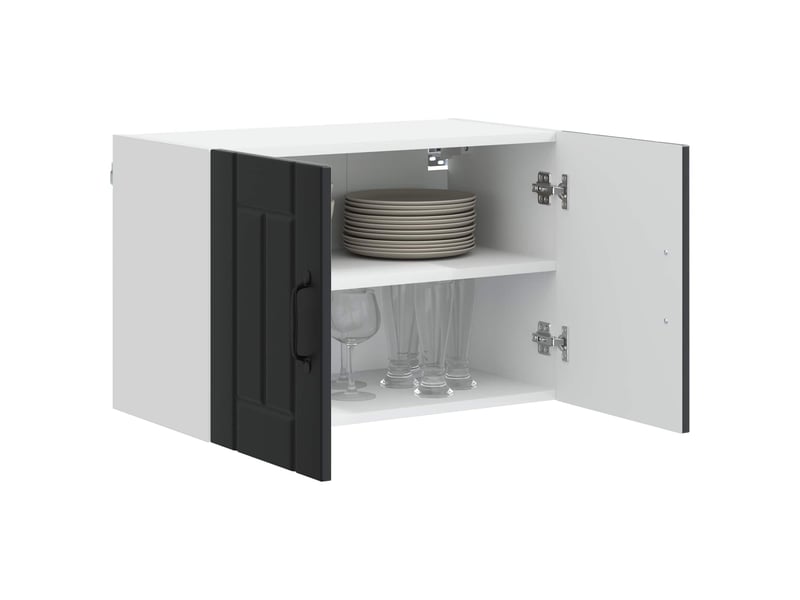  Meuble mural de cuisine | armoire de cuisine 2 pcs noir bois d'ingénierie shl347  - Conforama C