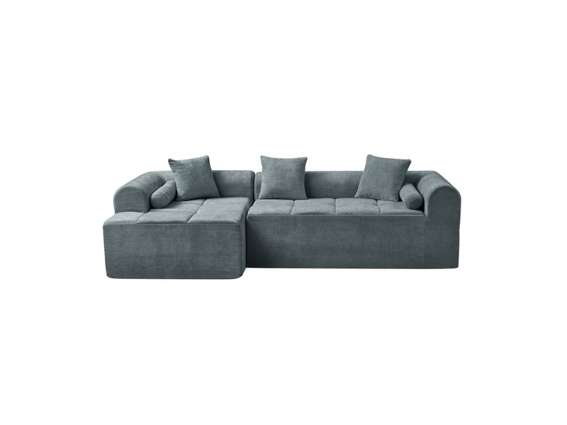  Canapé d'angle 4 places en chenille 263 cm bleu evryae  - Conforama E