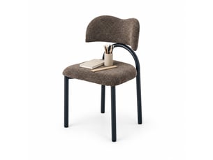 Lot de 2 chaises de salle à manger rembourrées en tissu marron et métal noir