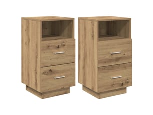 Lot de 2 tables de chevet - cabinet de chevet - table de nuit et 2 tiroirs chêne artisanal 36x36x68 cm