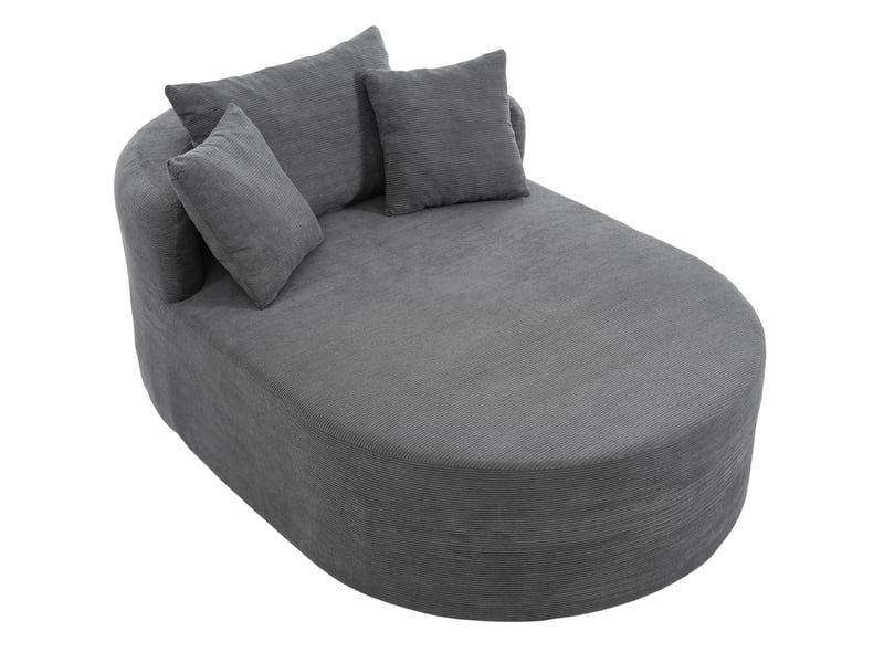 Canapé cocooning compressé 170 cm xxl 1 place, forme ovale, assise extra profonde 122 cm, sans montage, velours côtelé, gris fonce - Conforama A