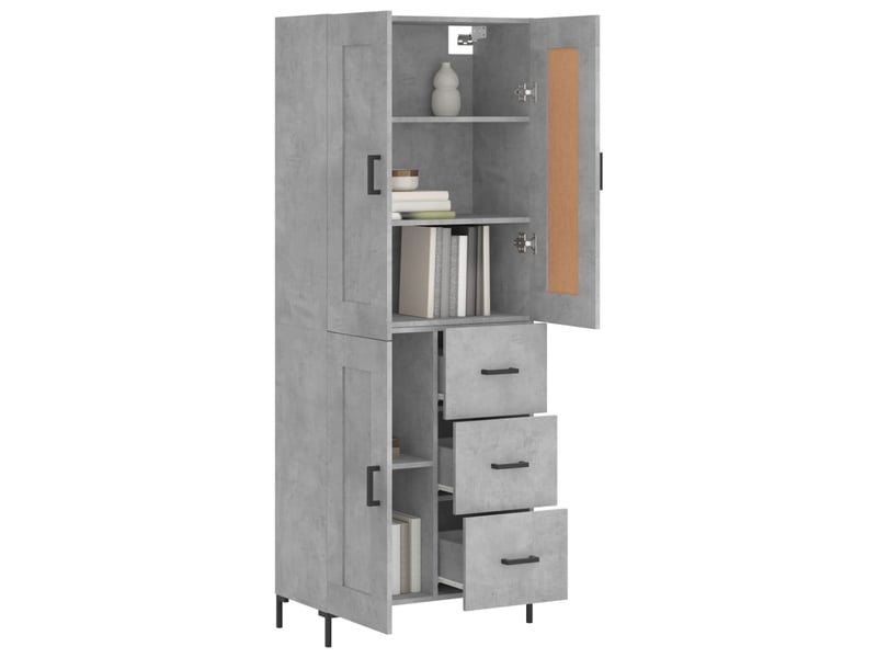  Buffet haut - bahut - meuble de rangement gris béton 69,5x34x180 cm bois d'ingénierie  - Conforama C
