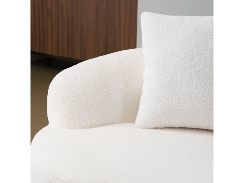  Canapé droit blanc 2 places design courbé avec coussins tissu respirant pour salon moderne et chambre  - Conforama R