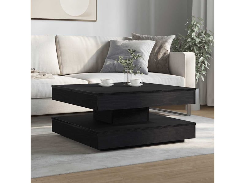  Table basse - table de salon - table à thé rotative à 360 degrés noir 70x70x34,5 cm  - Conforama C