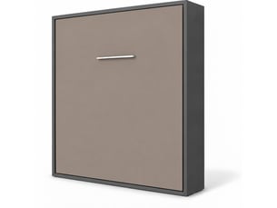 Lit escamotable vertical kola – seulement 34,5cm de profondeur, le confort d’un vrai lit-avec matelas-120x200-cadre anthracite-façade taupe