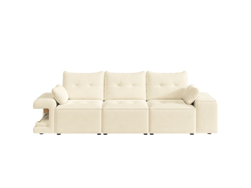  Canapé modulable 3 places beige avec rangement intégré et espace animal rembourré  - Conforama A