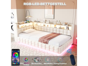 Lit coffre 90x200 cm <strong>ZOVIRA</strong>  <strong></strong> coloris beige
