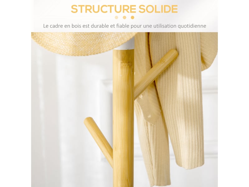  Portemanteau sur pied portant à vêtements vestiaire 8 patères meuble d'entrée pour vêtements entrée chapeaux  - Conforama R