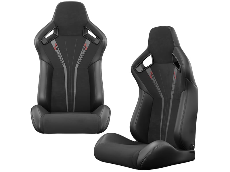  Lot de 2 sièges baquets racing noir pvc inclinables avec glissières effet carbone  - Conforama A