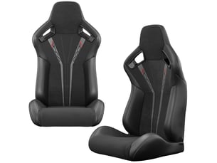Lot de 2 sièges baquets racing noir pvc inclinables avec glissières effet carbone