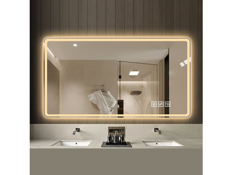  Miroir led de salle de bain sans cadre 120x60 cm argenté, antibuée ip44  - Conforama D