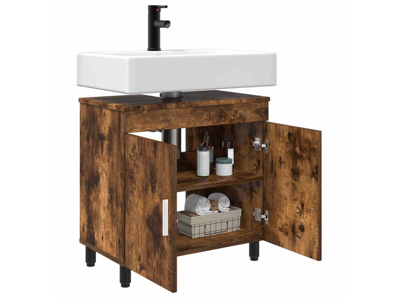  Unité de vanité de salle de bain, meuble de rangement chêne fumé 60x35x60 cm shl8593  - Conforama C