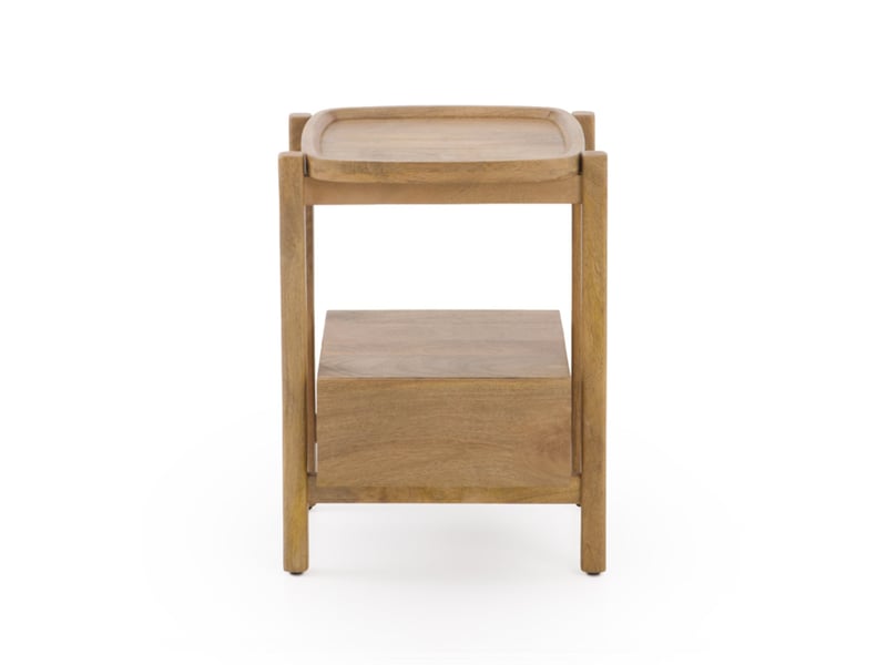  Table de chevet à 1 tiroir en bois massif de manguier  - Conforama C