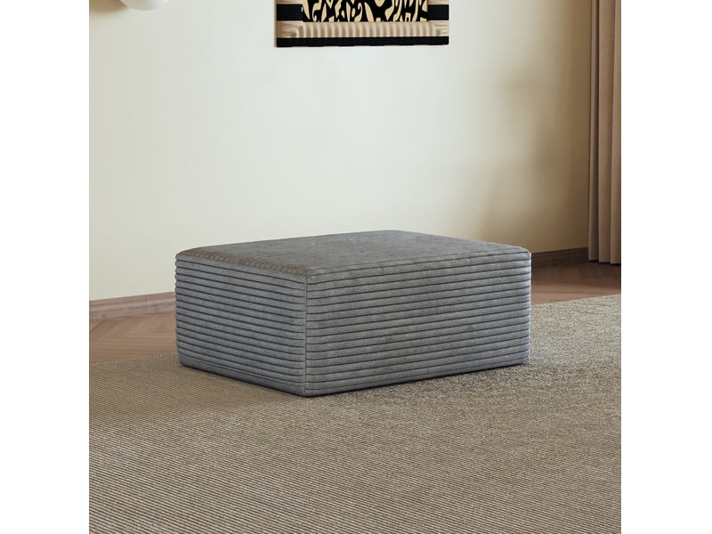  Pouf ottoman avec assise confortable, sans montage, pour salon, en velours côtelé gris 95 × 70 × 40 cm  - Conforama B