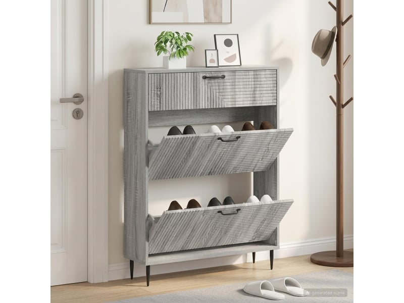  Meuble à chaussures, armoire à chaussures haarlem 78x24x103 cm bois d'ingénierie shl8733  - Conforama B
