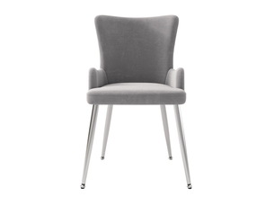4 chaises en velours gris avec structure métal, style contemporain pour intérieur
