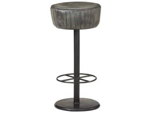 Tabouret de bar, chaise de bar gris cuir véritable