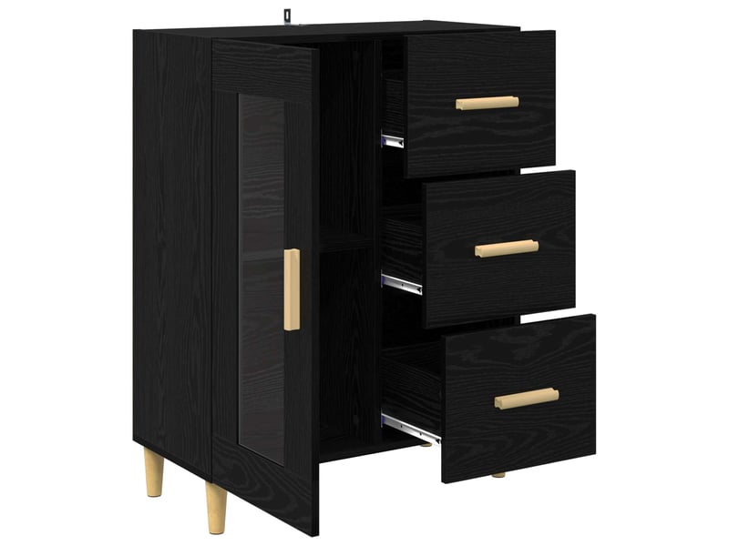  Buffet - bahut - meuble de rangement chêne noir 69,5 x 34 x 90 cm bois d'ingénierie  - Conforama E