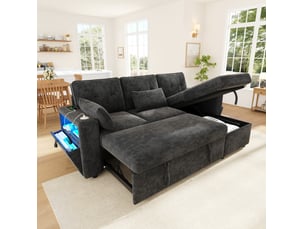 Canapé d’angle convertible 3 places 213x131x83 cm gris chenille