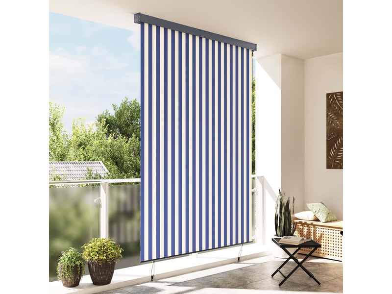  Store enrouleur, store à rouleau bleu et blanc 180 x 250 cm tissu et aluminium cf44957  - Conforama C